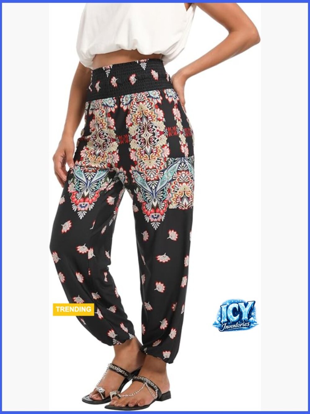 Stretchy Wide Leg Harem Pants Boho Yoga Pants High Waist Lounge